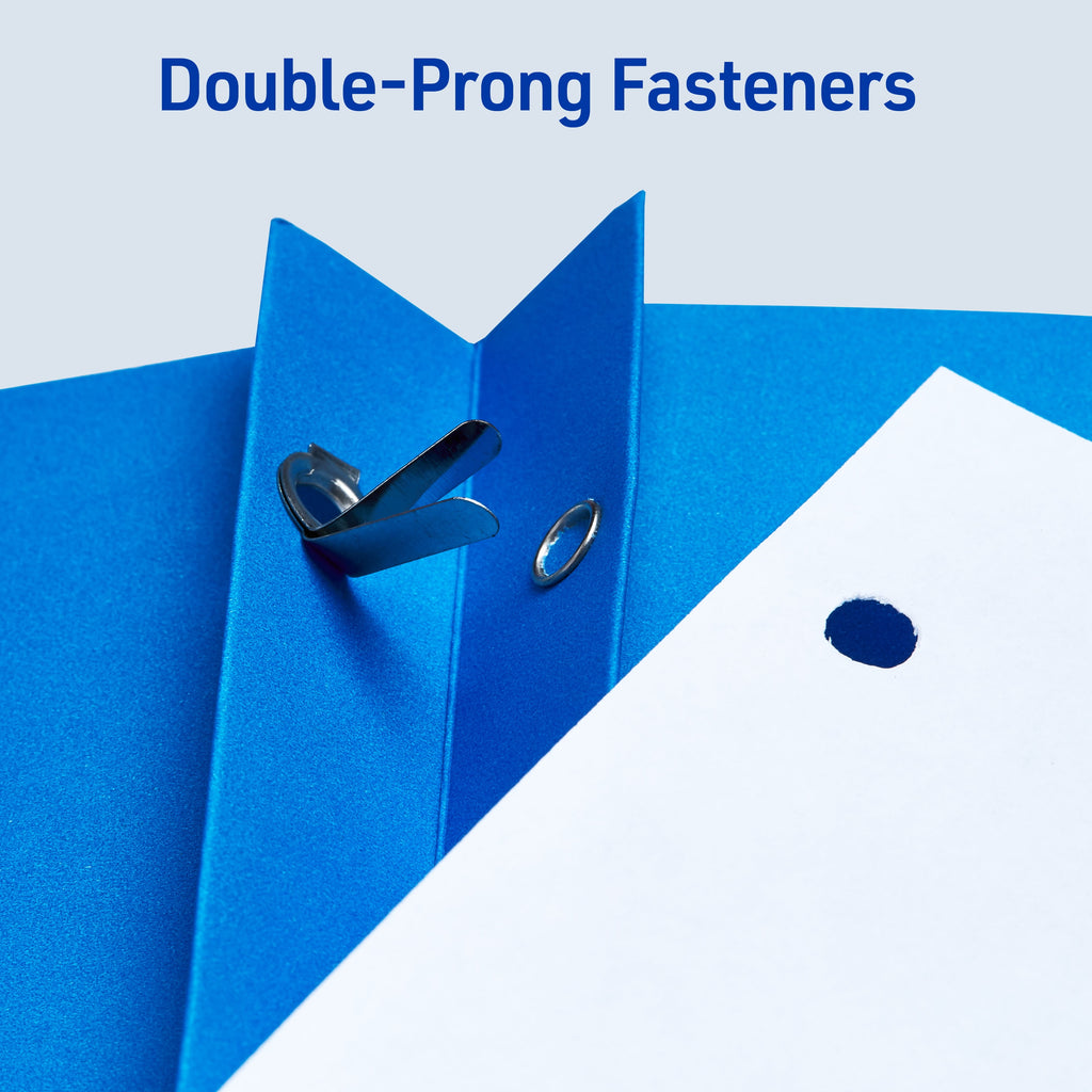 Two Pocket Folders with 3 Prong Fasteners, 25 Blue Folders (47976)