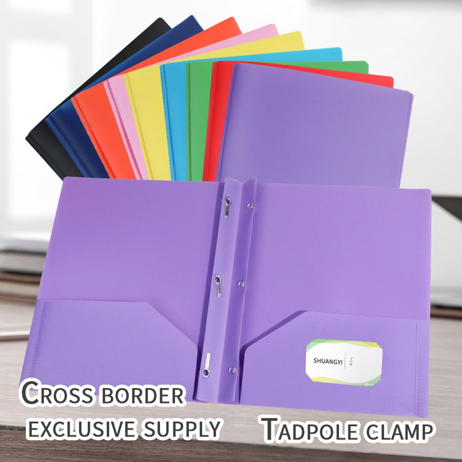 Koadzawe Plastic Folders with Pockets and Prongs, Two Pocket Folder with Brads, 3 Prong Folders with Pockets for Letter Size Sheets,Heavy Duty Folders,Assorted Colors,Fastener for Office,Organization