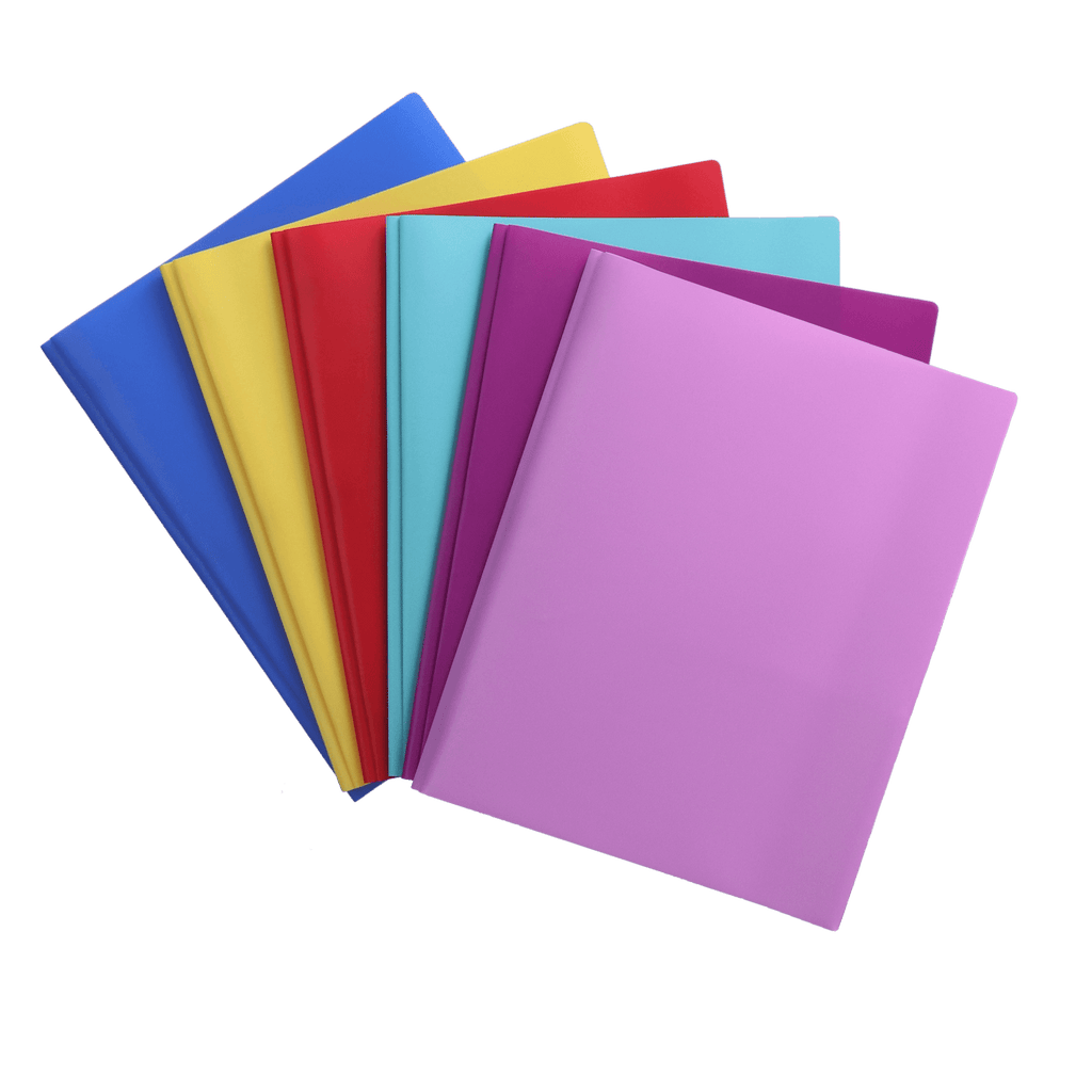 Pen+Gear 2 Pocket Poly Portfolio with Prongs, Multicolor, 10 Count