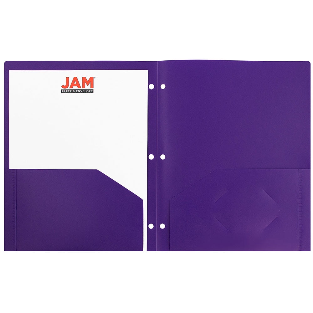 JAM Paper Plastic 2 Pocket School POP Folders with Fastener Clasps, Clear, 6/Pack