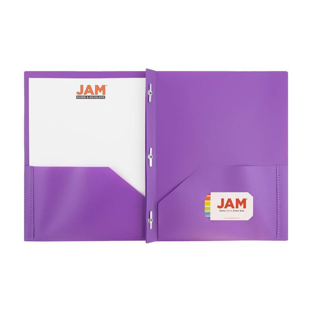 6pk POP 2 Pocket School Presentation Plastic Folders with Prong Fasteners Purple: Stationery, 100 Sheet Capacity