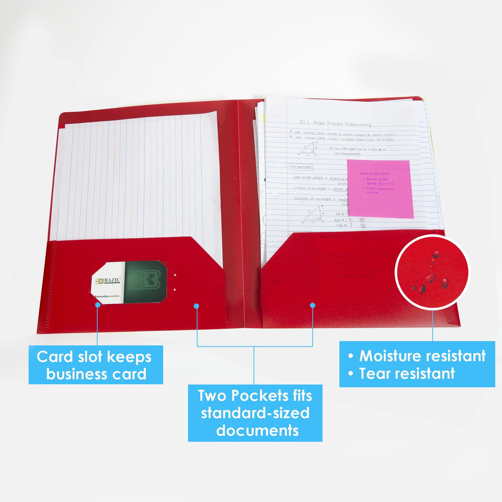BAZIC Solid Color 2-Pockets Poly Portfolio [3158]