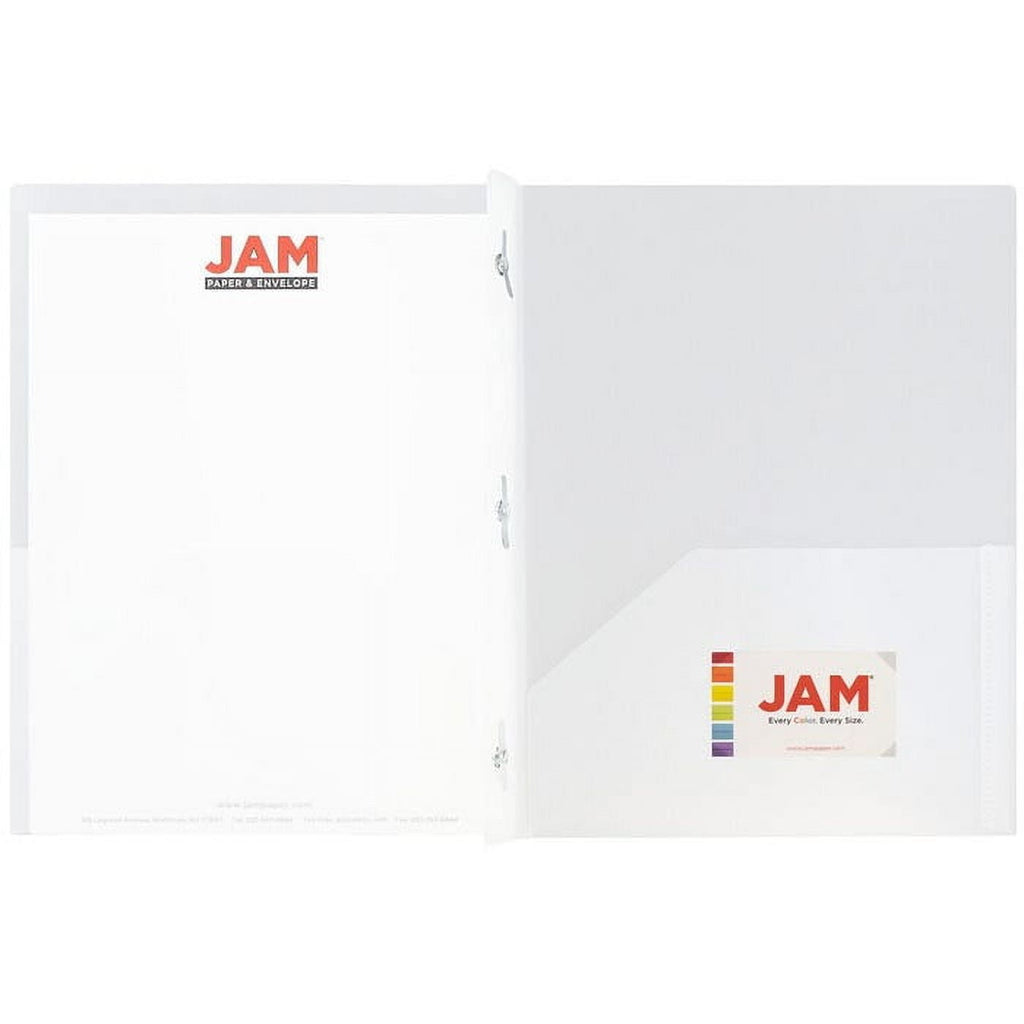 JAM Paper 2 Pocket Clasp Folders, Clear, 6/Pack