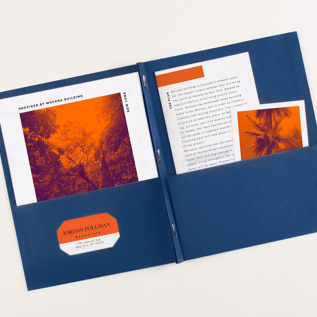 Two Pocket Folders with 3 Prong Fasteners, 25 Blue Folders (47975)