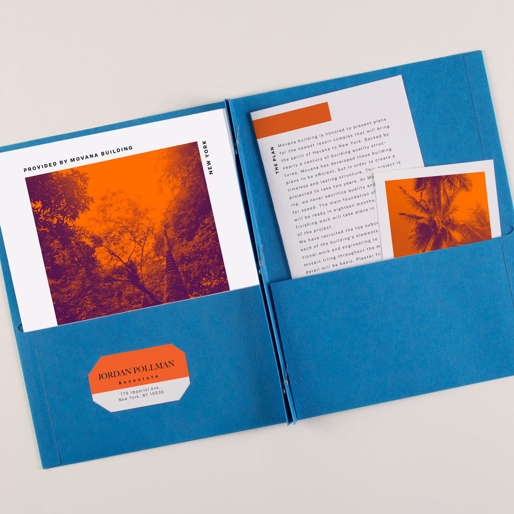 Two Pocket Folders with 3 Prong Fasteners, 25 Blue Folders (47976)