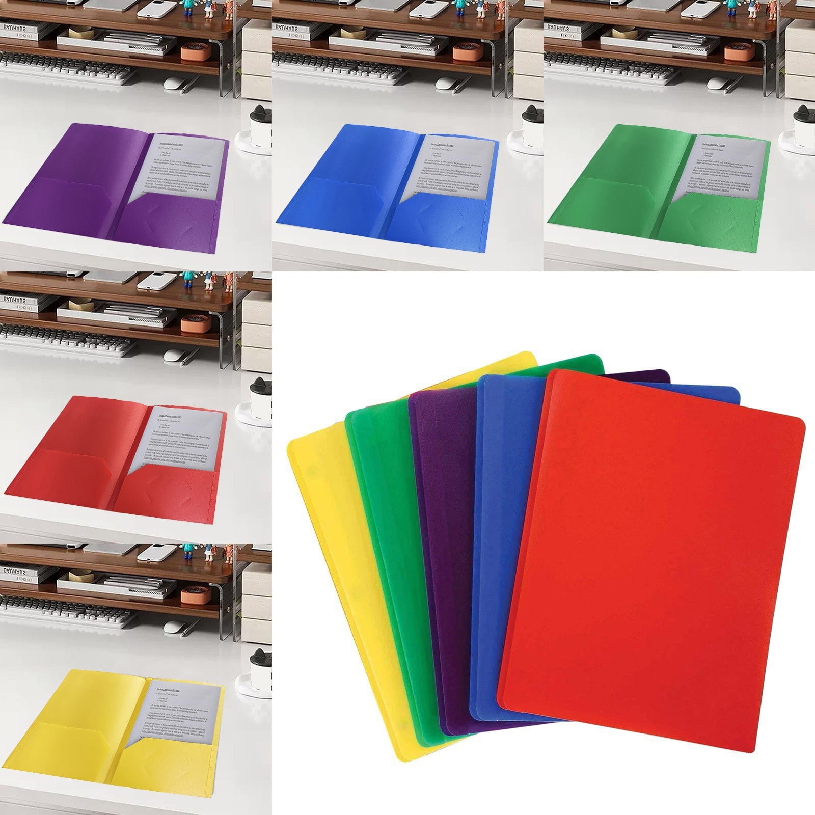 Cauoiy Heavy Duty Colorful Plastic Folders with 2 Pockets for Letter Size Paper,,Office Supplies,Presentation Folders,Teacher Supplies,Colored Folders for School,Pack of 1,Assorted Colors Random Color