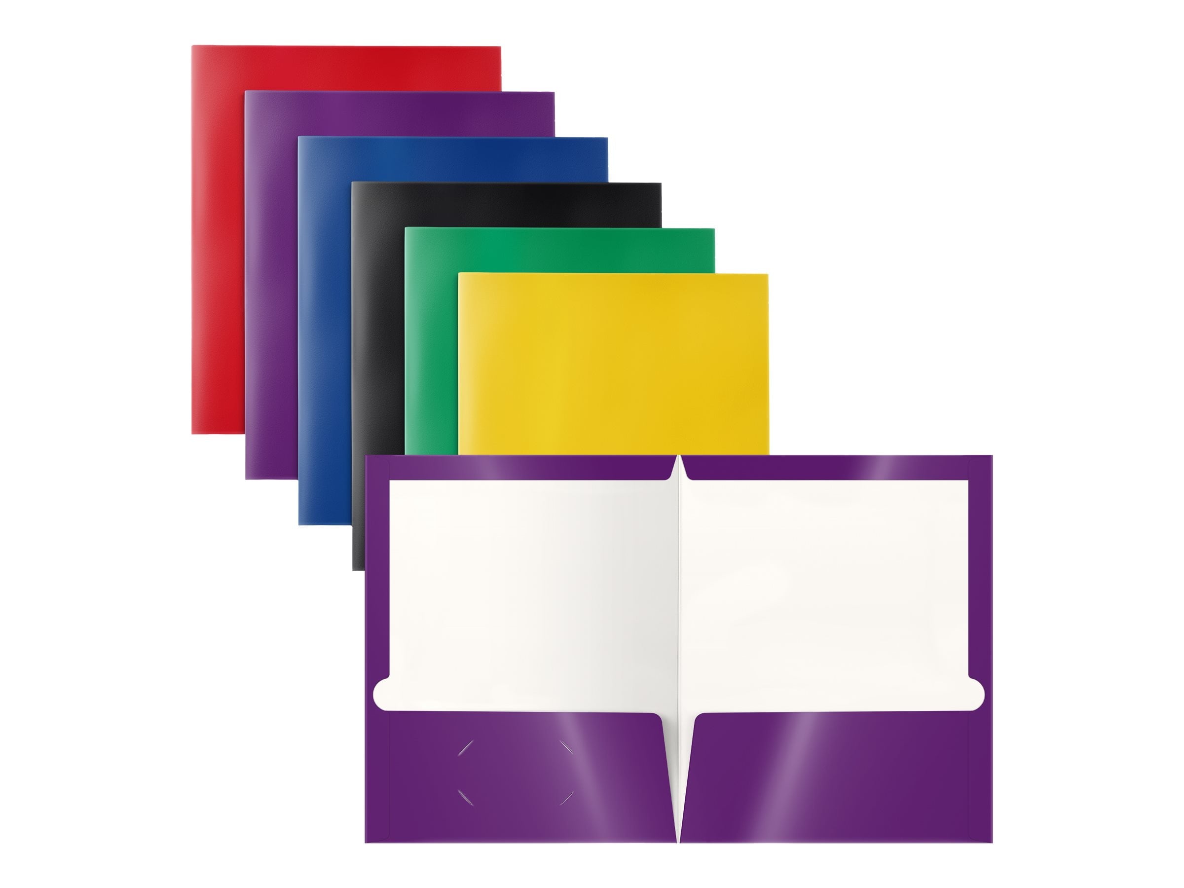 Better Office Products - Pocket folder - 2 compartments - for Letter A Size (8.5 in x 11 in) - capacity: 100 sheets - black, red, blue, purple, orange, green, yellow (pack of 25)