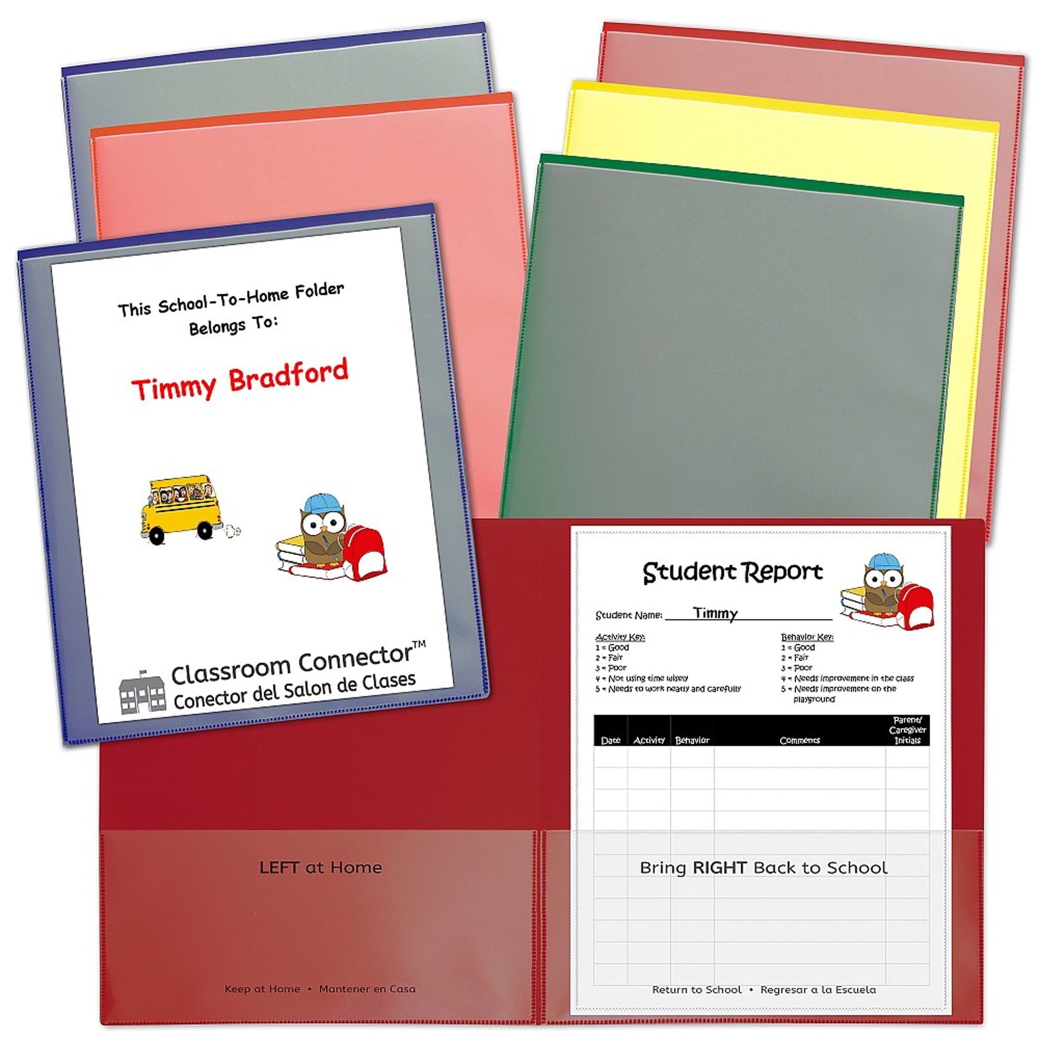 C-Line Classroom Connector School-To-Home Folder, Assorted Colors, Pack of 6