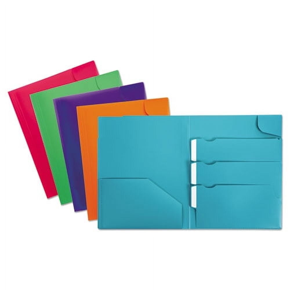 Divide It Up Four-Pocket Poly Folder, 110-Sheet Capacity, 11 X 8.5, Assorted | Bundle of 2 Each