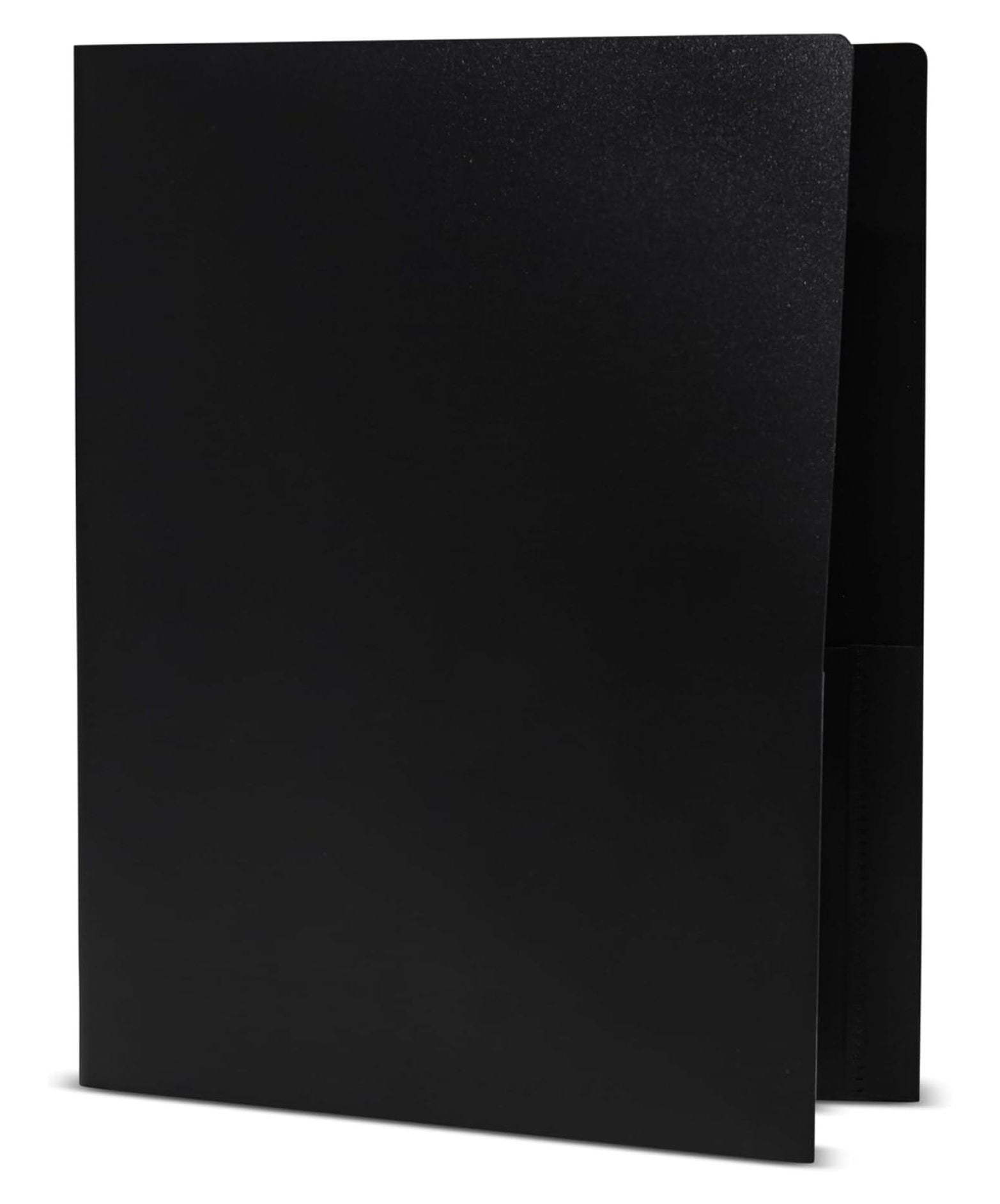 Heavy Duty Black Plastic Folders with Pockets 24 Pack. 2 Pocket Folder no Prongs. Tear-Resistant, Waterproof Letter Size 8.5x11. Heavy Duty Plastic Presentation Ready School and Office Supplies