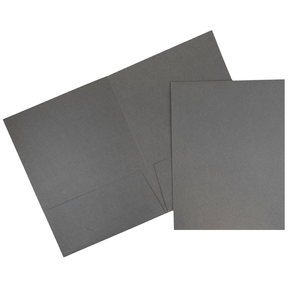 JAM Paper Two Pocket Textured Linen Business Folders, Gray, Bulk 100/Box