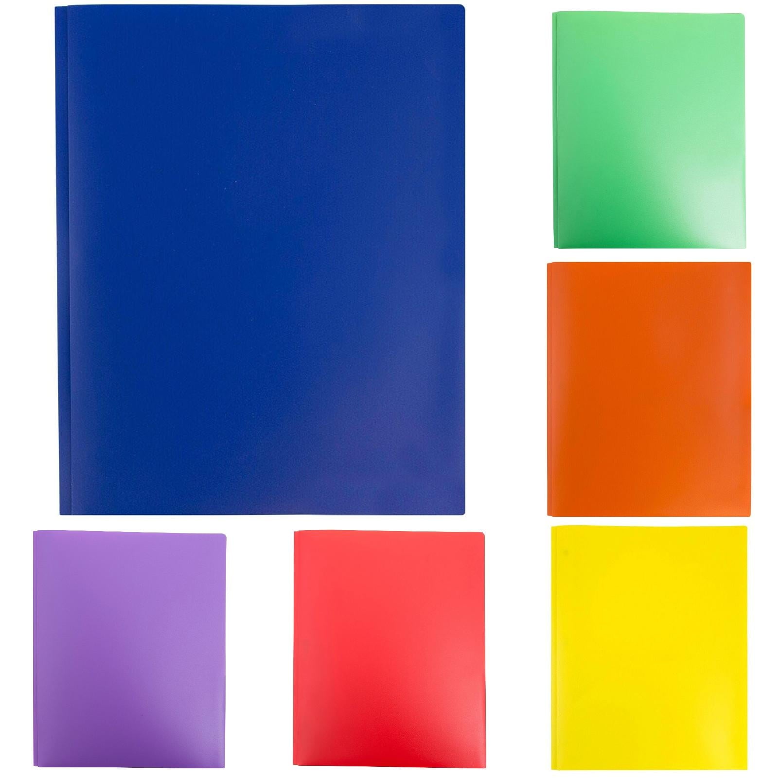 LHWEN Dunwell Colored Plastic Folder With Pockets and Prongs Assorted Colors 6 Pack Colorful School Folders with Fasteners Two Pocket Folders Business Card Slot 3 Prongs Holds 50 Sheets US Letter