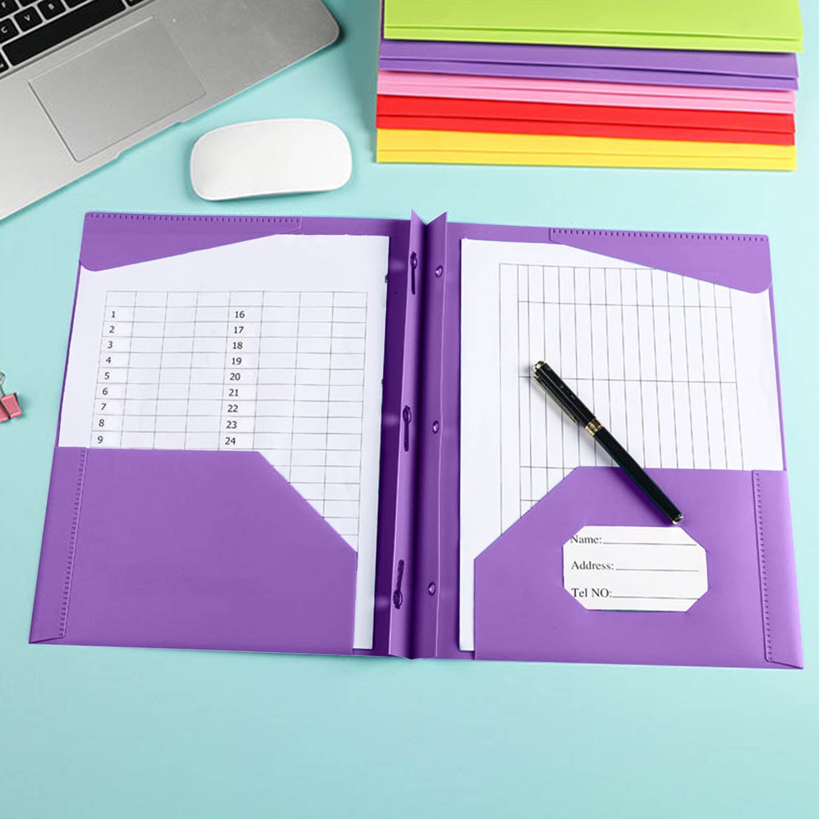 Plastic Folders with Pockets, Colored Two Pockets folders for Docments, Poly Folders Holds, 2 Pocket Poly Folders for School, Home or Office