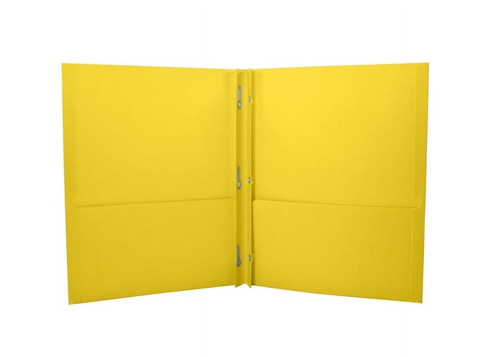 School Smart 2 Pocket Folder with Fasteners, Yellow, Pack of 25