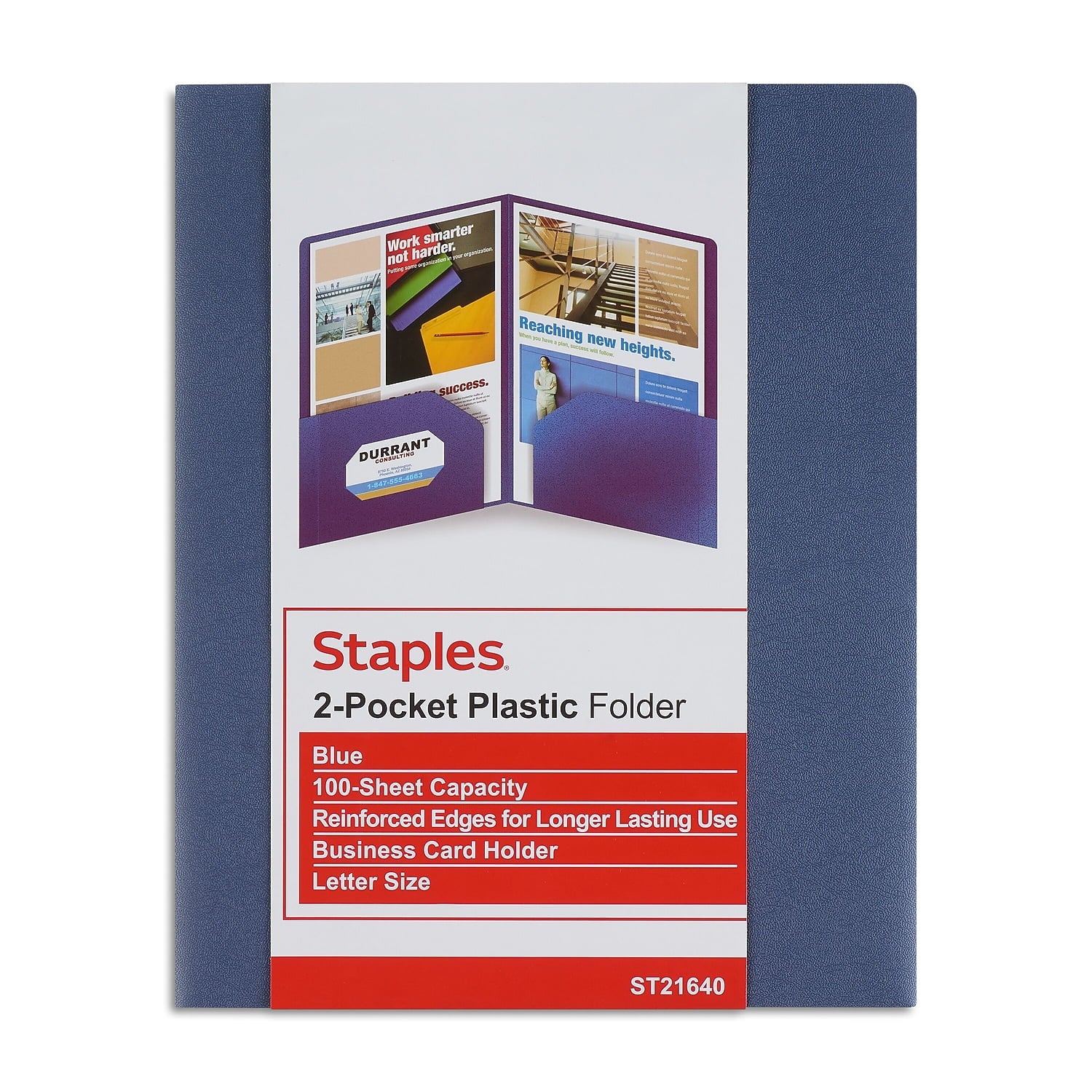 Staples 2-Pocket Presentation Folder Dark Blue 3/Pack ST21640-CCVS