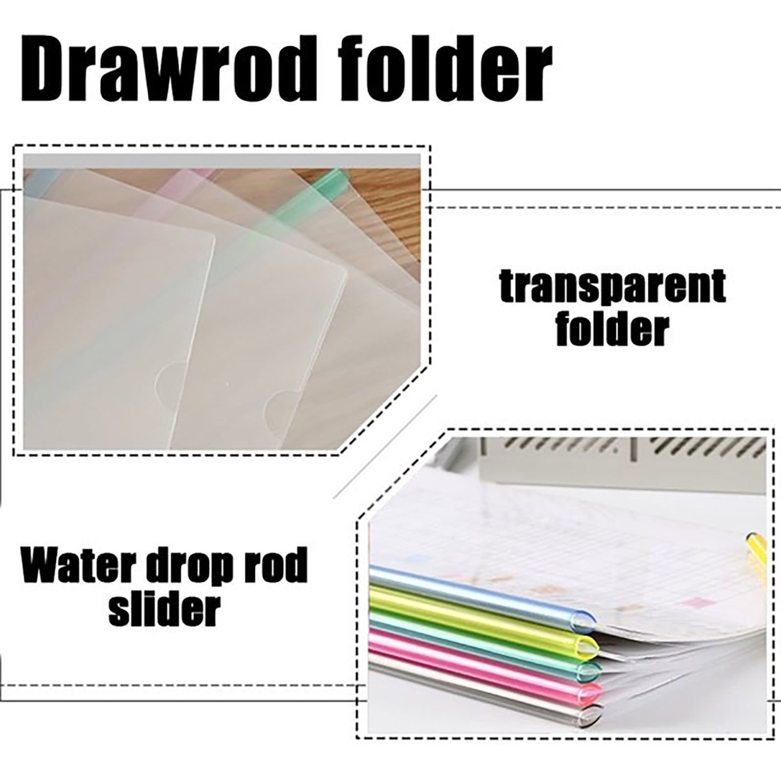 Zuioae Clearance Sale A4 Folder Drawer Clip, 10Pcs Transparent File Folder Sliding Bar Report Covers for A4 Report Display Cover Organizer (Include: 10X Folder Drawer) Fixing Clip Clearance
