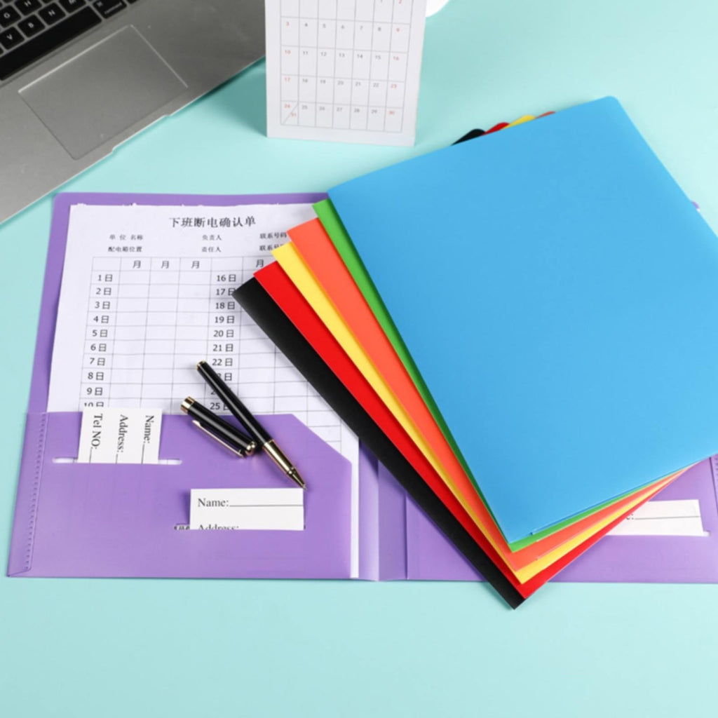 Two-Pocket Folders,Folders with Pocket,plastic Folder with 2 Pocket and 4-Prong Fasteners 1pcs,Black