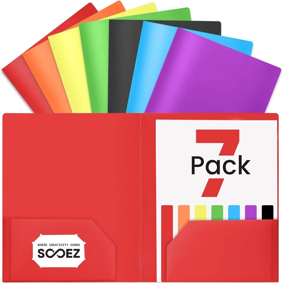 Plastic Folders With Pockets, 2 Pocket Folders Bulk, Heavy Duty File Folders