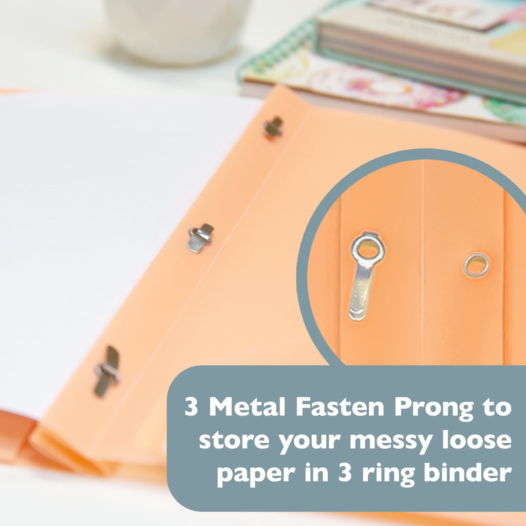 BAZIC 2 Pockets Poly Folder Portfolio, 3 Prong Fastener Clip, Pastel Color, 48-Pack