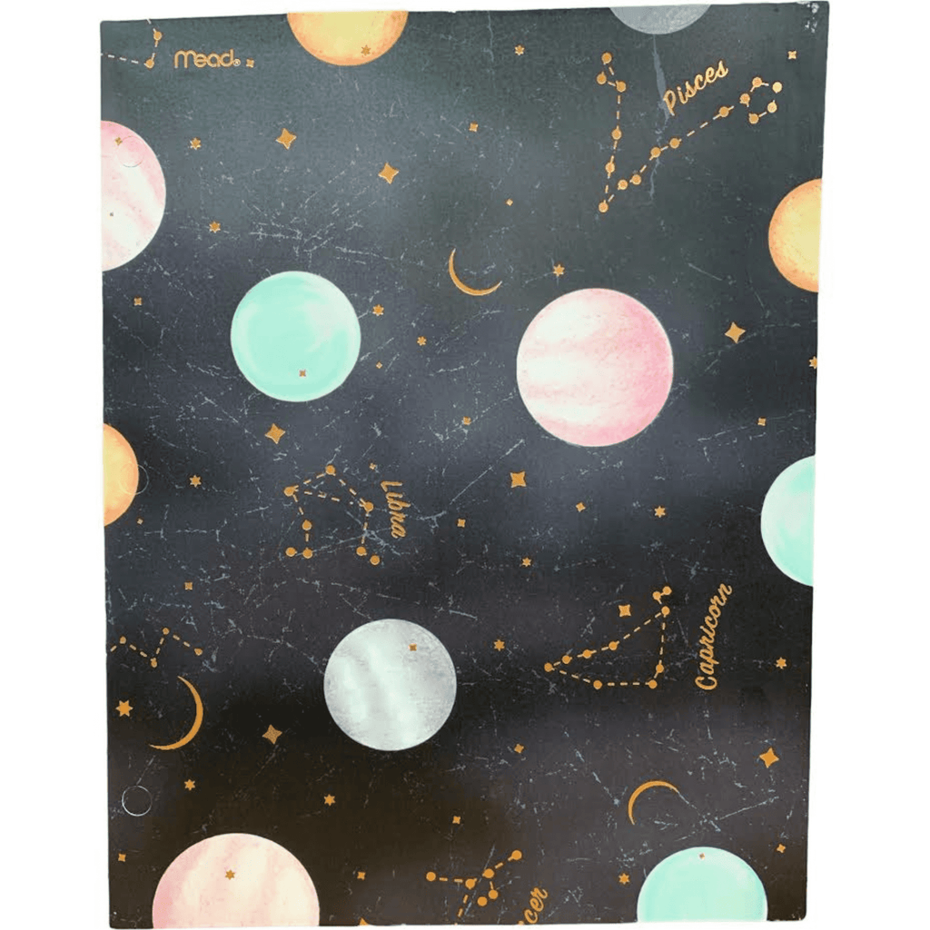 2 Pocket Folders Heavy Duty Set of 3 Portfolios Astrology and One Outer Space Pencil