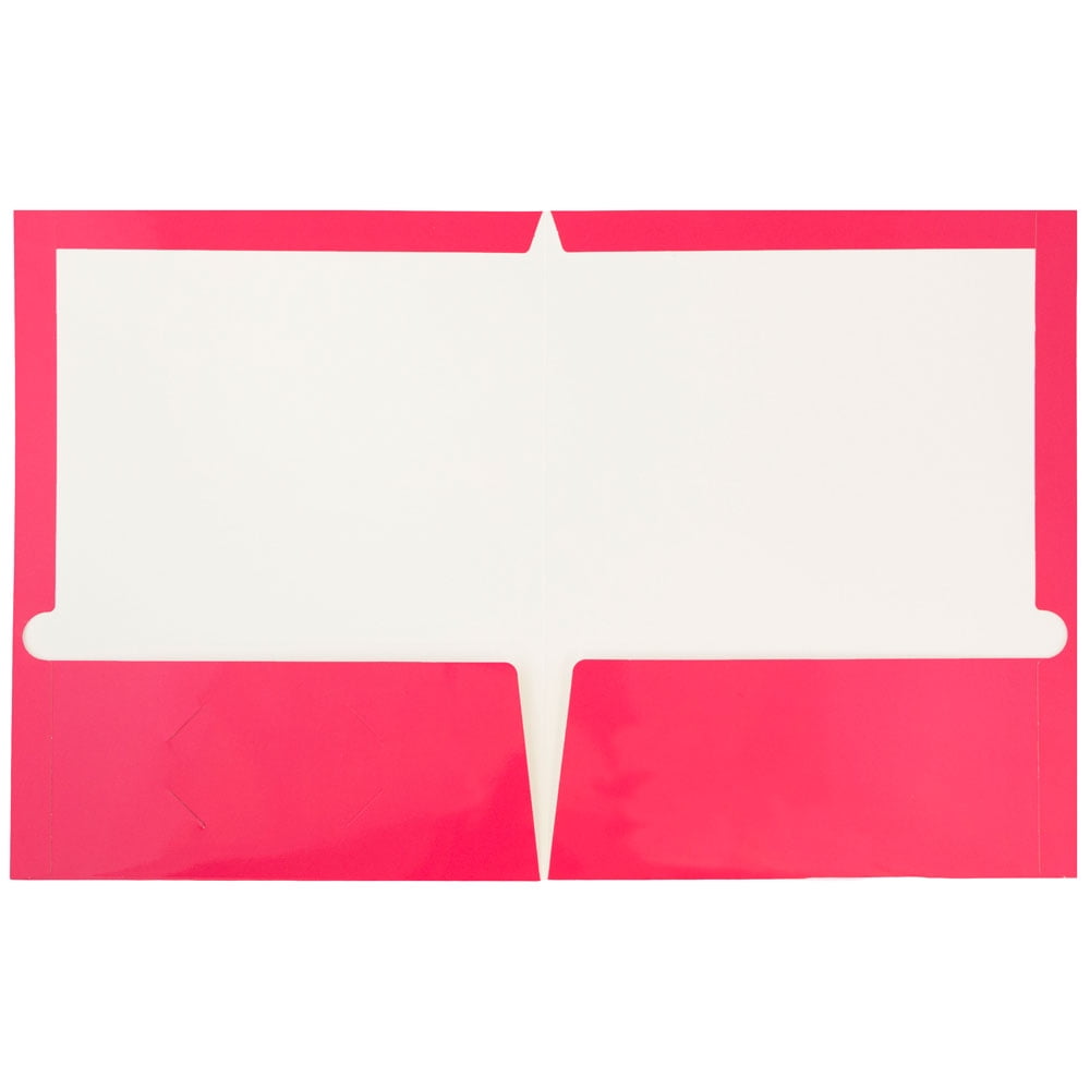 JAM Paper Glossy Two Pocket Folders, Fuchsia Pink, 50 per Pack