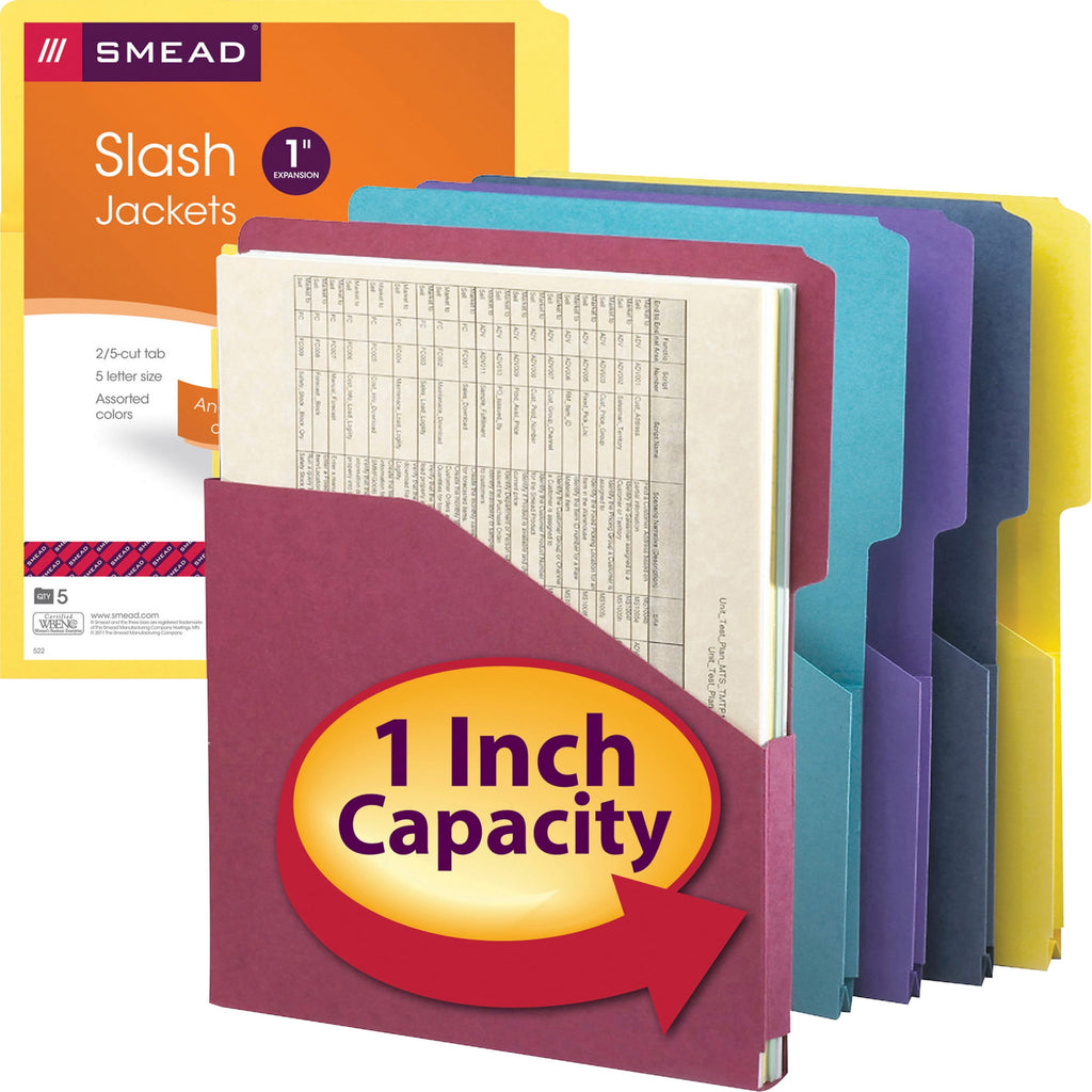 Smead Expanding Slash Jacket 1" Expansion Asst 5/PK Letter (75445)
