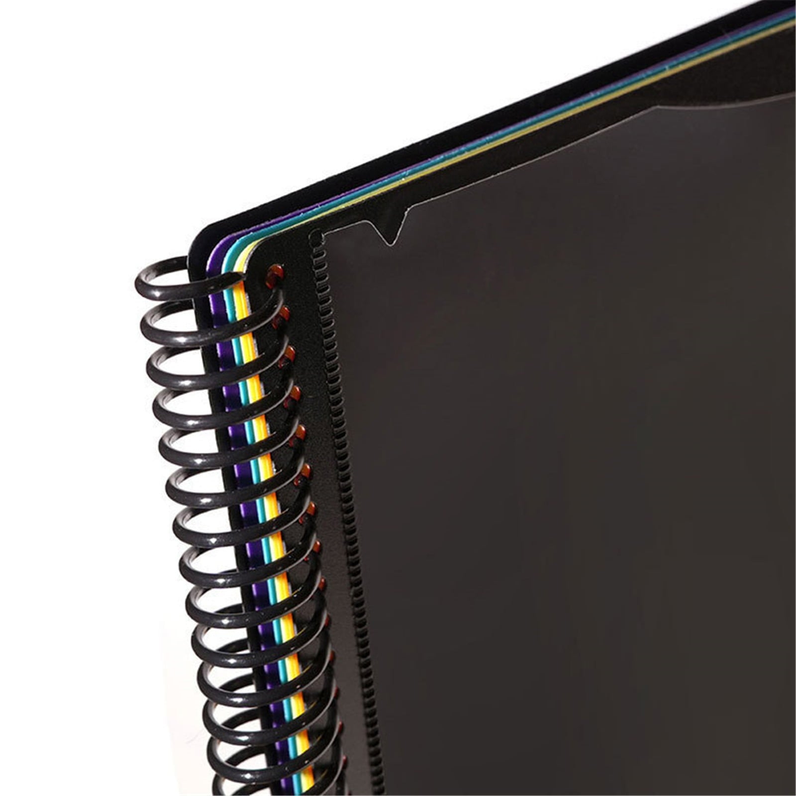 Kilougeis Clearance 3 Prong Poly Folder with Pockets Pocket Folder Classroom&nbsp;Must&nbsp;Haves Spiral Binder Black 6 Pages