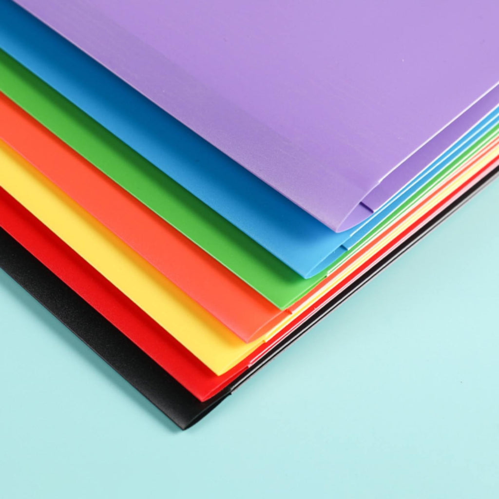 BCMMKLPP Plastic Folders,with Double Pockets Colorful Folders With & School Folders with Fasteners，Student Supplies,Office Supplies，Back to School Season,Black
