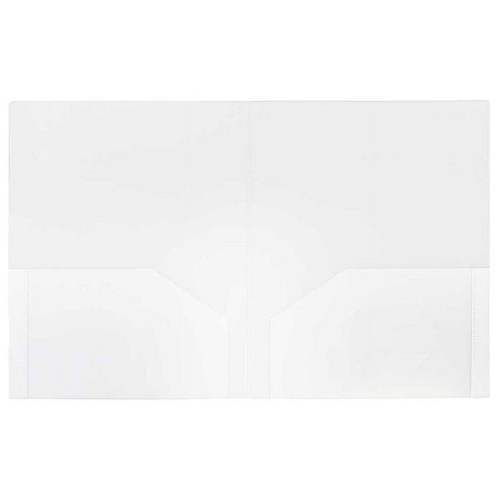 JAM Paper Plastic 2 Pocket Heavy Duty Folders, Clear, 9 x 12, 6 Pack