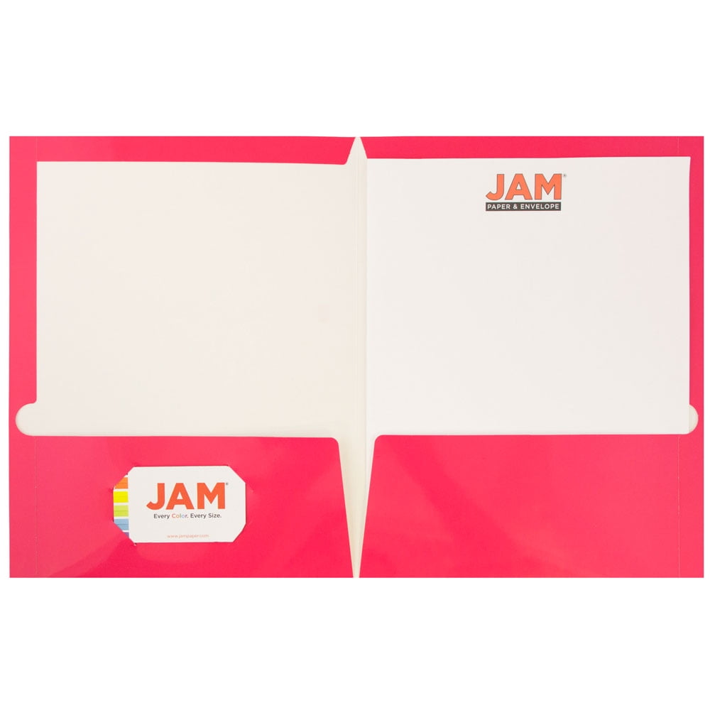 JAM Paper Glossy Two Pocket Folders, Fuchsia Pink, 50 per Pack