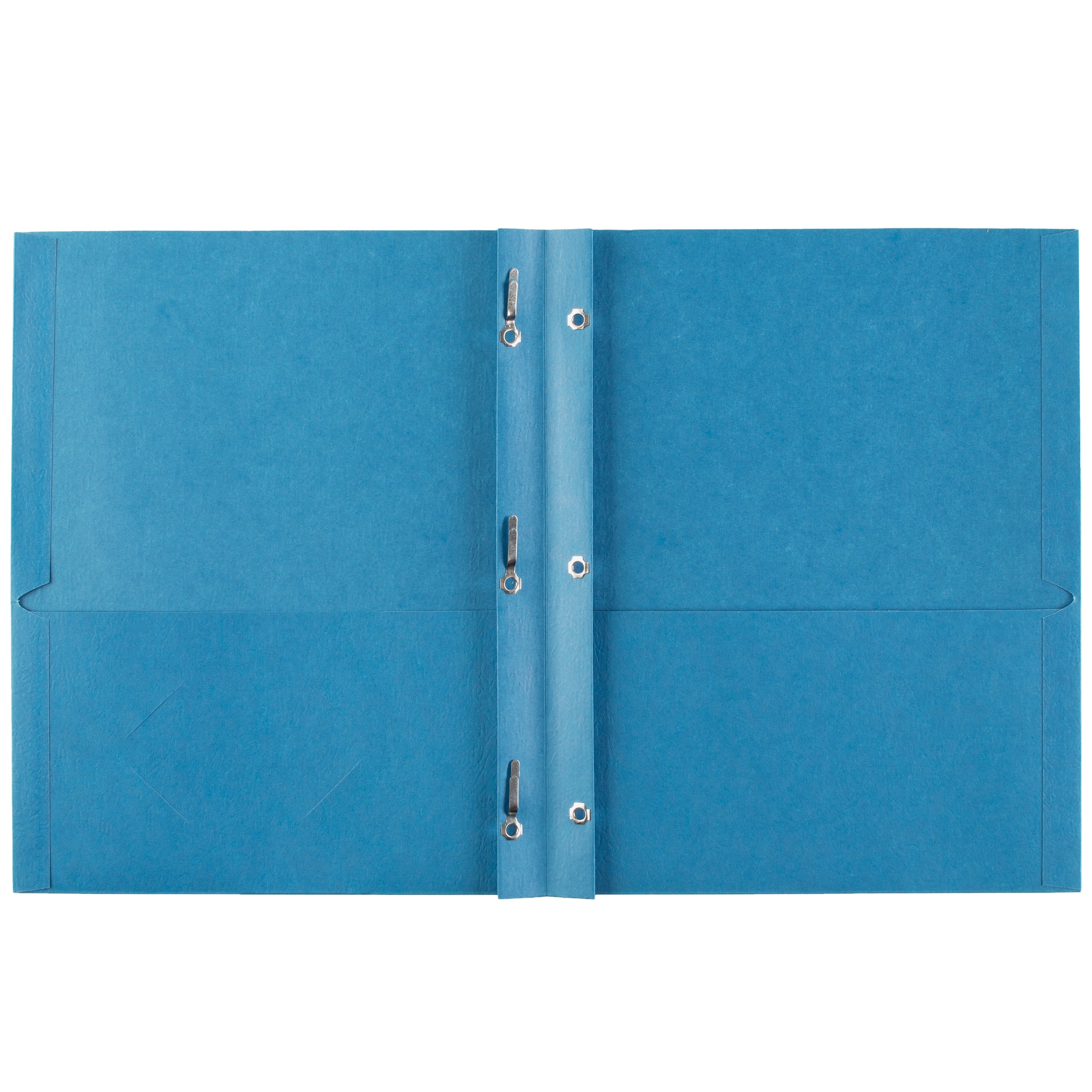 Two Pocket Folders with 3 Prong Fasteners, 25 Blue Folders (47976)